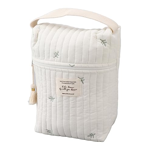 Zerodis Kinderwagen-Wickeltasche, Gesticktes Muster, Baumwoll-Reißverschluss für Babyflaschen, Ideal für Outdoor-Aktivitäten (Blatt) von Zerodis