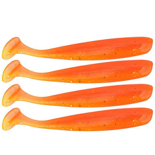 20 STÜCKE Angeln Weichen Köder 7,5 cm / 2g Kunststoff T Schwanz Köder Künstliche Wurm Swimbait für Bass Trout Zander Angelzubehör(Orange) von Zerone