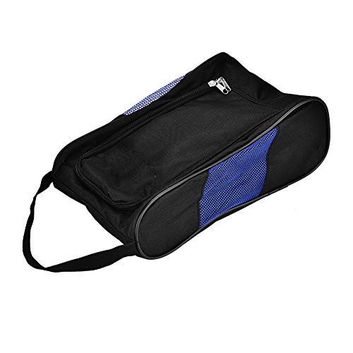 Zerone Tragbare Golfschuhe Tasche Atmungsaktiv Staubdicht Aufbewahrungs Organisator Reißverschluss Schuhbeutel mit Tasche für die Aufbewahrung Sport-Zubehör(Schwarz+Blau) von Zerone