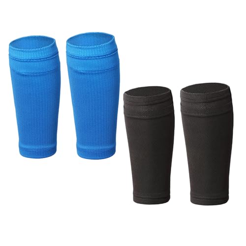 2 Paar Schienbeinschoner Socken, Schienbeinschoner, Kinder Größe S-Nummer Stutzen Kinder Fußball, Atmungsaktiv Kleine Schienbeinschoner für Fußballspieler Entwickelt(Schwarz, Blau) von ZesNxj