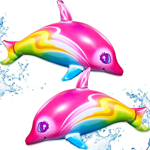 Aufblasbares Pool-Spielzeug mit Delfin-Regenbogen, 91,4 cm, bunt, rosa, Pool-Themen-Dekoration, aufblasbar, Pool, Strand, Geburtstagsparty-Dekoration (2) von Zhanmai