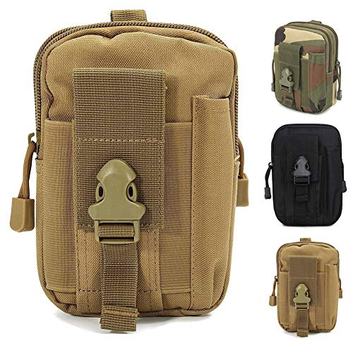 ZhaoCo Taktische Hüfttaschen, Nylon Militär Kompakt MOLLE EDC Tasche Gürteltasche Beutel Taille Taschen für Gadget-Dienstprogramm Handy Camping Wandern und Reisen - Khaki von ZhaoCo