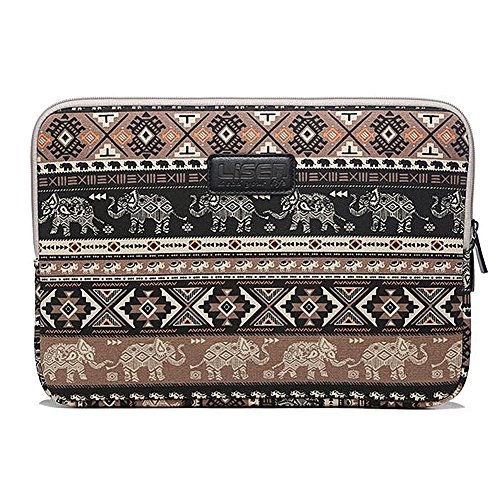 ZiXing 13 Zoll Bohème Stil Canvas-Gewebe Elefant Diamant Muster Laptophülle Laptop Schutztasche Sleeve für Apple MacBook/Acer/Dell/Fujitsu/Lenovo/Asus/HP/Samsung/Sony/Toshiba Braun von ZiXing