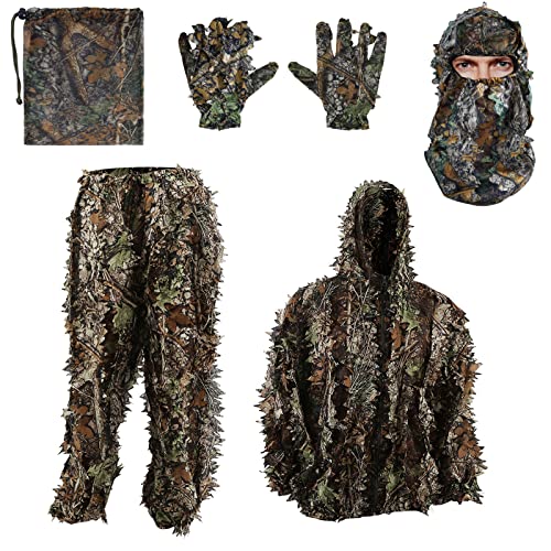 Zicac 3D Ghillie Suit Tarnanzug Dschungel Kostüm Tarnung Woodland Camouflage Anzug Dekoration Festschmuck für Jagd Camping Outdoor Militär Jagd Verdeckt (M) von Zicac