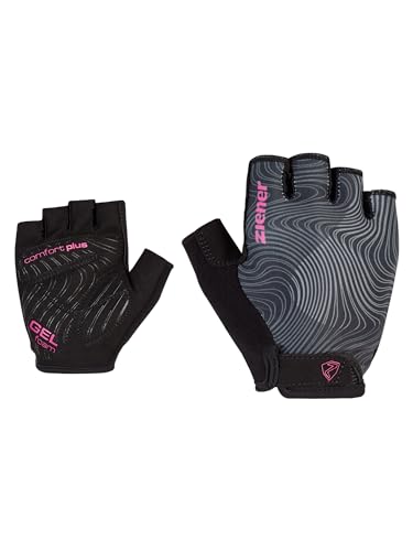 Ziener Damen CONSTANZE Fahrrad/Mountainbike/Radsport-Handschuhe | Kurzfinger - atmungsaktiv,dämpfend, Black, 6,5 von Ziener