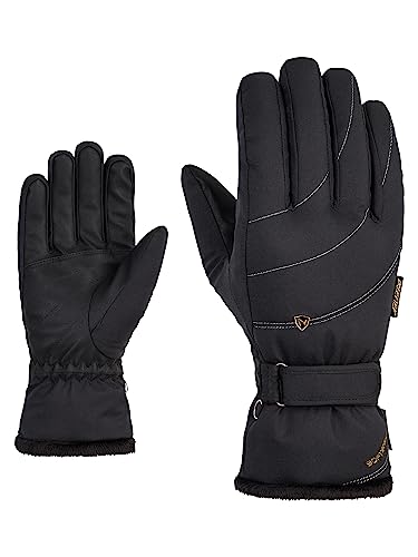 Ziener Damen KAHLI Ski-Handschuhe/Wintersport | Primaloft, Plüschfutter, Black.Gold Art, 6 von Ziener
