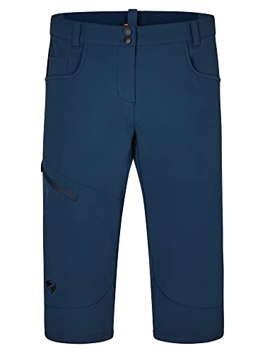 Ziener Damen NIOBA Fahrrad-Shorts mit Innenhose - Mountainbike/Outdoor/Freizeit - atmungsaktiv,schnelltrocknend,gepolstert,3/4,Knielang, hale Navy, 38 von Ziener