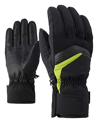 Ziener Herren GABINO Ski-Handschuhe/Wintersport | Warm, Atmungsaktiv, schwarz (black/lime green), 10 von Ziener
