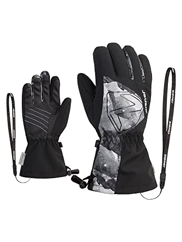 Ziener Kinder Laval Ski-Handschuhe/Wintersport | wasserdicht extra warm Wolle, black.grey mountain print, 3,5 von Ziener
