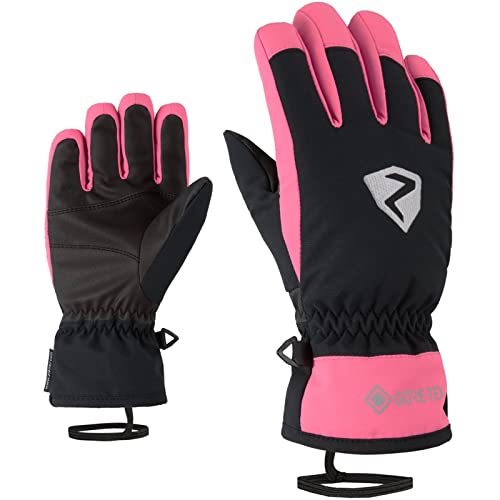 Ziener Kinder Larino Ski-Handschuhe/Wintersport | Gore-Tex, wasserdicht, Lange Stulpe, Black.pink Dahlia, 7 von Ziener
