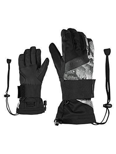 Ziener Kinder MIKKS AS(R) JUNIOR glove SB Snowboardhandschuhe Mit Protektor | Wasserdicht, Atmungsaktiv, grey mountain print, XS von Ziener