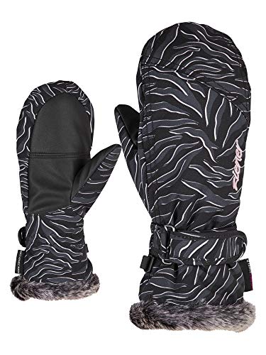 Ziener Mädchen LED MITTEN GIRLS glove junior Ski-handschuhe / Wintersport |warm, atmungsaktiv, , schwarz (zebra print), 5 von Ziener
