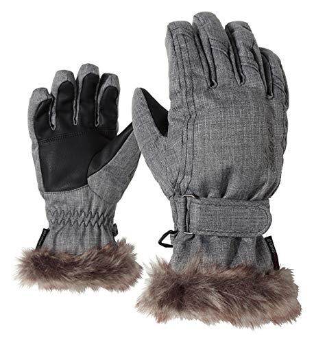 Ziener Mädchen LIM GIRLS glove junior Ski-handschuhe / Wintersport |warm, atmungsaktiv, grau (grey melange), 3.5 von Ziener