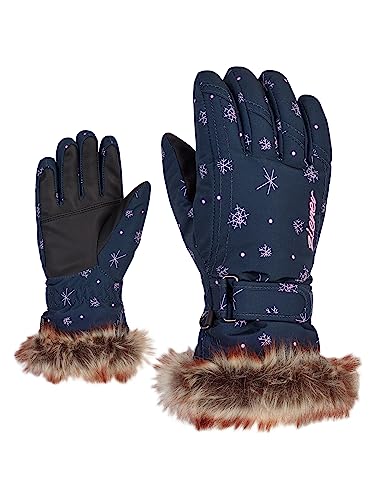 Ziener Mädchen LIM Ski-Handschuhe/Wintersport | warm atmungsaktiv, snowcrystal print, 3 von Ziener