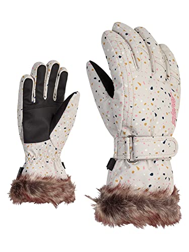 Ziener Mädchen LIM Ski-Handschuhe/Wintersport | warm, atmungsaktiv, terazzo Print, 3,5 von Ziener