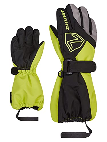 Ziener Unisex Baby Lauro Ski-Handschuhe/Winter | wasserdicht Lange Stulpe reflektierend, black.lime, 128 von Ziener