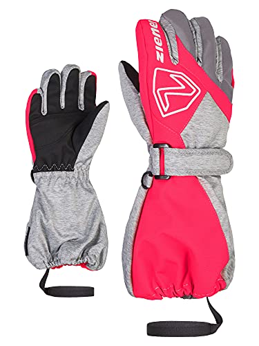 Ziener Unisex Baby Lauro Ski-Handschuhe/Winter | wasserdicht Lange Stulpe reflektierend, light mélange.neon pink, 104 von Ziener