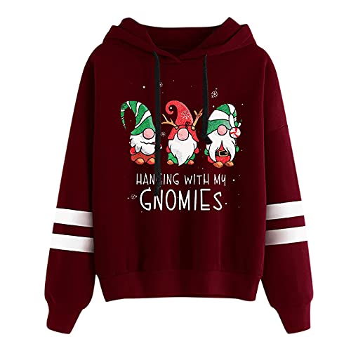 Zilosconcy Weihnachtspullover Damen Lustig Weihnachtspulli Weihnachts Hoodie Lustige Pullover Mädchen Weihnachts Zwergen Print Langarm Strickpullover Winter Christmas Sweater von Zilosconcy