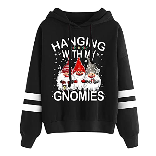 Zilosconcy Weihnachtspullover Damen Lustig Weihnachtspulli Weihnachts Hoodie Lustige Pullover Mädchen Weihnachts Zwergen Print Langarm Strickpullover Winter Christmas Sweater von Zilosconcy