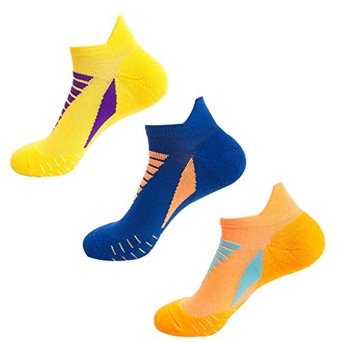 Herren Laufsocken Sportsocken Sneaker Socken, 3 Paar Anti-Blasen Atmungsaktiv Knöchelsocken Funktionssocken mit Frotteesohle Polsterung und Blasenschutz für Fitness, Laufen, Joggen, Outdoor von Zingso