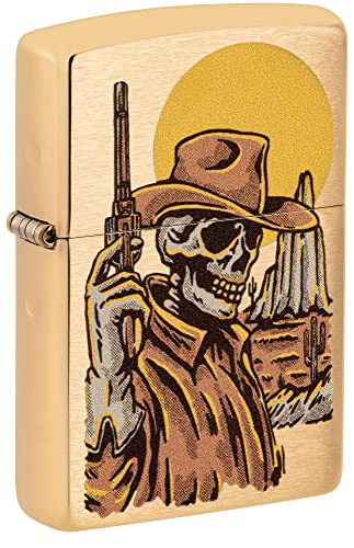 ZIPPO Wild West Skeleton Messing gebürstet Color 60006579 Cowboy Skull Original Feuerzeug von Zippo