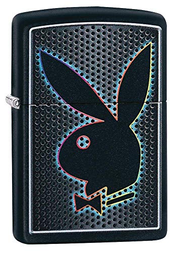 Zippo Unisex-Erwachsene Playboy Multi Color Black Pocket Lighter Taschenfeuerzeug, Schwarzes, Mattes Bunny, One Size von Zippo