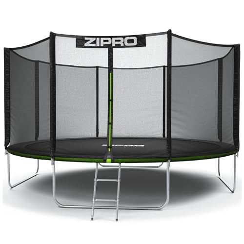 ZIPRO Out Jump Pro Trampolin Outdoor rundes Gartentrampolin mit Sicherheitsnetz UV-beständig mit Reißverschluss von Zipro