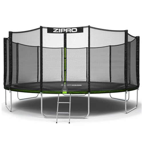 ZIPRO Out Jump Pro Trampolin Outdoor rundes Gartentrampolin mit Sicherheitsnetz UV-beständig mit Reißverschluss von Zipro