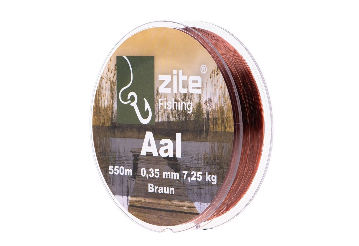 Zite Angelschnur Monofile Aalschnur 0,35mm in Braun - 550m Spule - Grund- & Posenangeln von Zite
