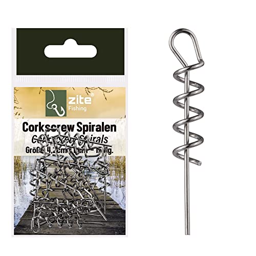 Zite Fishing Cork-Screw Spiralen 15 Stück - Hochwertige Softbait-Spiralen im Sortiment 4,2cm x 1mm - Ideal für Gummifisch-Angeln von Zite