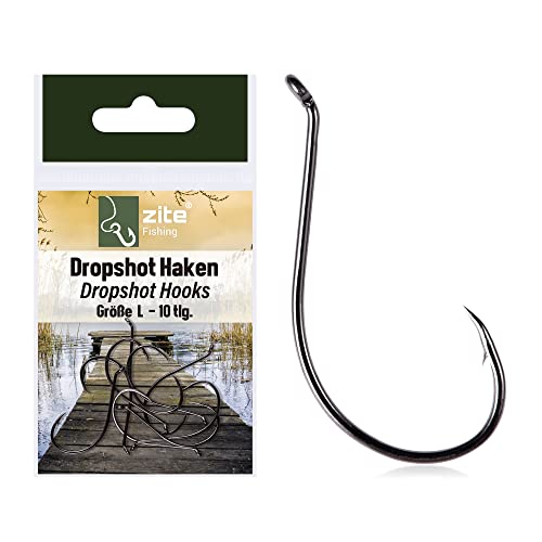 Zite Fishing Drop-Shot Angel-Haken – Finesse Hooks 10 STK Spitz & Robust – DS Rig Haken für Gummiköder und Naturköder (L) von Zite