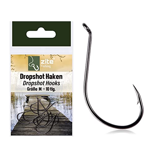 Zite Fishing Drop-Shot Angel-Haken – Finesse Hooks 10 STK Spitz & Robust – DS Rig Haken für Gummiköder und Naturköder (M) von Zite