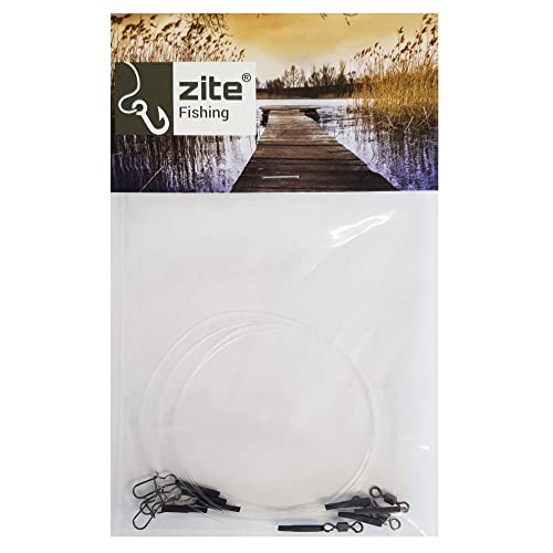 Zite Fishing Fluorocarbon Raubfisch-Vorfach Spinn-Vorfächer mit Snap-Karabiner - Hecht & Zander Raubfisch-Vorfach - 4 Stück 0,4mm-0,6mm 25cm-40cm (0,4mm/25cm) von Zite