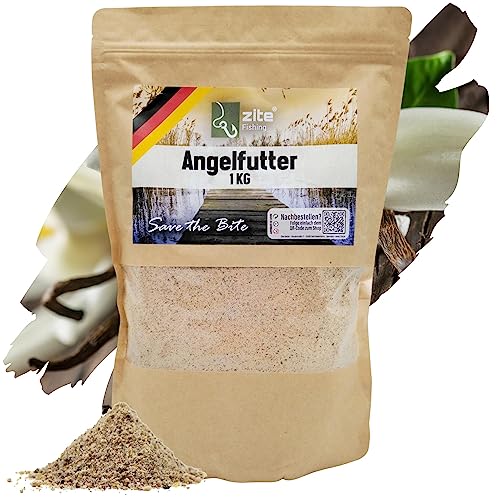 Zite Fishing Grundfutter Karpfen-Angeln - Starke Lockwirkung auf Friedfische - 1kg Hochwertiges Groundbait Karpfen-Futter Wiederverschließbar - Ideal auch für Brassen, Rotaugen & Mehr (Vanille) von Zite