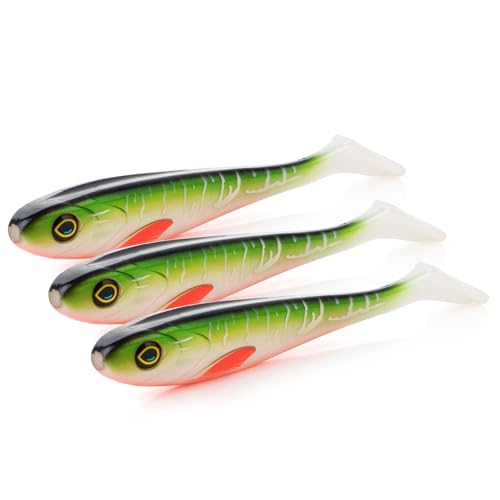Zite Fishing Inzite Flanker Hecht-Shad 18,5cm - UV-Aktiver Gummiköder für Hecht-Angeln – Robuster & Effektiver Gummifisch – Fängiger Hecht-Köder (3X Flashy Pike) von Zite