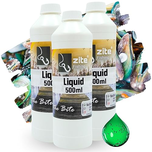 Zite Fishing Liquid-Karpfen-Lockstoff | 3x500 ml naturreines Konzentrat | Ideal für Boilies, Futterkorb & Feederfischen | Hoher Aminosäureanteil | Boiliefischen & Feederfischen (Muschel) von Zite