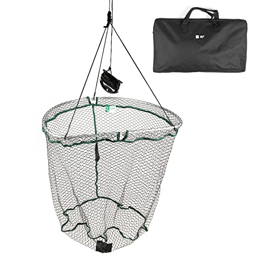 Zite Fishing Spundwandkescher Gummiert 70x60x70cm – Wall Net Faltbar mit Seil für Spundwände – Raubfisch-Kescher für Häfen mit Tasche von Zite
