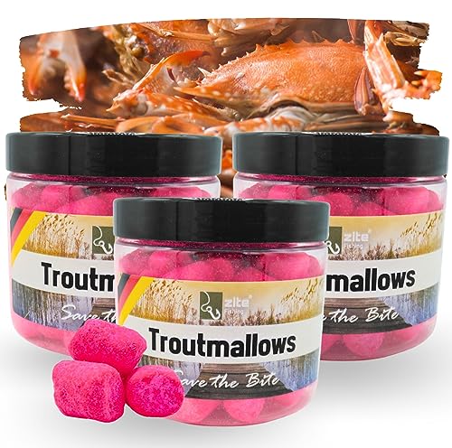 Zite Fishing Troutmallow-Set | 3x40g Marshmallow Forellen-Köder Krabbe Pink | Intensives Aroma & leuchtende Farben | Ideal fürs Forellenangeln von Zite