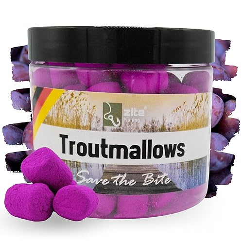 Zite Fishing Troutmallows - Hochfängige Marshmallow Forellen-Köder - Intensive Aromen & Leuchtende Farben - 40g Dose - Perfekt für Grundmontage & Kombination mit Naturködern (Pflaume lila) von Zite