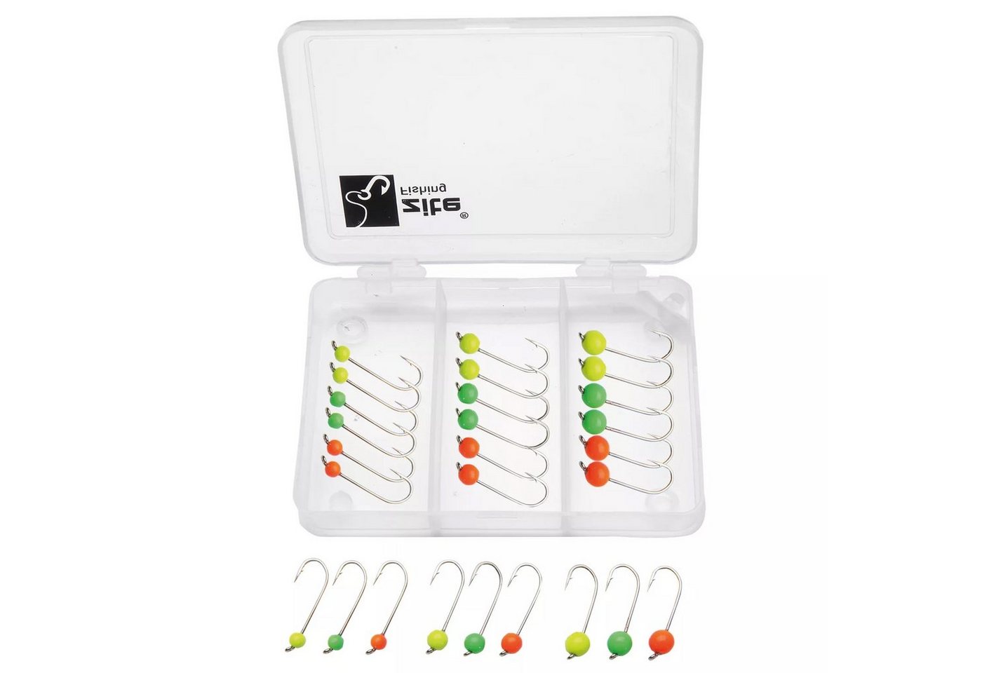 Zite Jighaken Neon Tungsten Micro Jigheads 0,3-1,2g Neon im Set 27 Stück von Zite