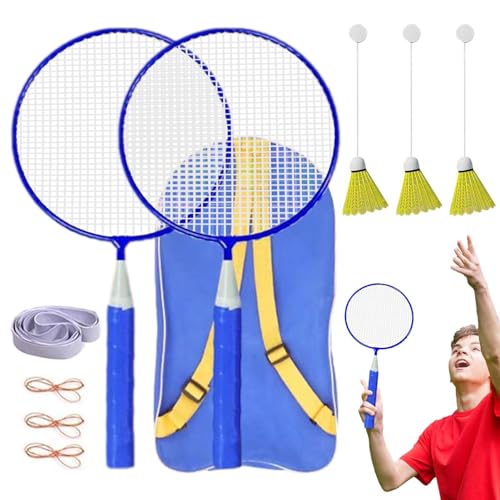 Ziurmut Indoor-Badminton-Set, Badminton-Trainer, Rebound-Shuttlecocks-Schlägerset, Badminton-Trainingsset, langlebiger Rebound-Trainer für 2 Spieler, Badmintonschläger, Badmintonschläger-Set von Ziurmut