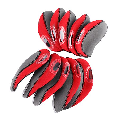 10 Stück 3 Farben Golfschläger-Schutzhülle, Universell Passendes Geschenkset Für Eisenschläger, Schlägerkopfhüllen, Schlägerkopfhüllen-Set(Grau + Rot) von Zixyqol