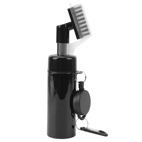 Zixyqol Golf-Wasserbürste, Schlägerkopf-Rillen-Reinigungswerkzeug Mit Starkem Einziehbarem Schlüsselbund, 160 Ml Abnehmbare Wasserflasche, Wasserspray(Schwarz) von Zixyqol
