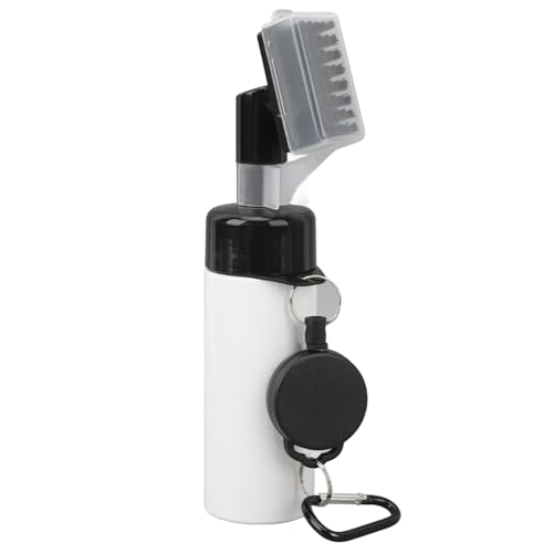 Zixyqol Golf-Wasserbürste, Schlägerkopf-Rillen-Reinigungswerkzeug Mit Starkem Einziehbarem Schlüsselbund, 160 Ml Abnehmbare Wasserflasche, Wasserspray(Weiß) von Zixyqol