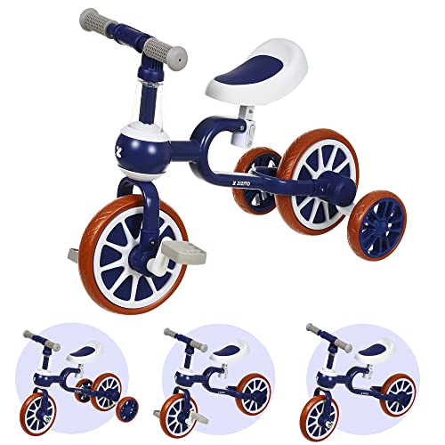 Zizito 3-in-1 Laufrad für Kinder ab 2 Jahre - Dreirad mit Stützrädern, Kinderfahrrad für Balance, Blau von Zizito