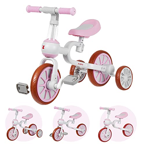 Zizito Laufrad 3 In 1 ab 2 Jahre Kinder Dreirad ab 2 Jahre mit Stützräder Kinderfahrrad Balance Kinder Fahrrad ab 2 Jahren (ROSA) von Zizito