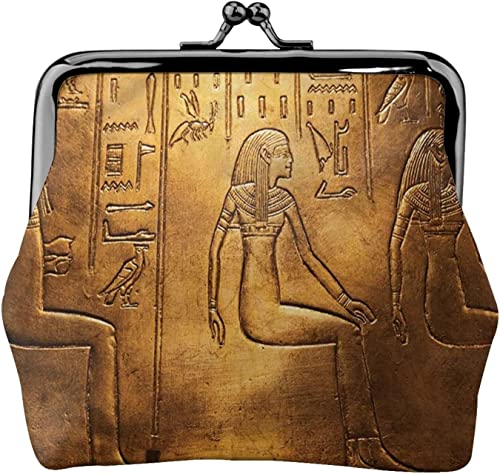 Ägyptische Hieroglyphen alte Texte Damen Leder Münzgeldbörse Kleingeldbeutel mit Kiss-Lock Verschluss Schnalle Geldbörse für Mädchen Geschenk, Siehe Abbildung, Einheitsgröße, Taschen-Organizer von Zltegako