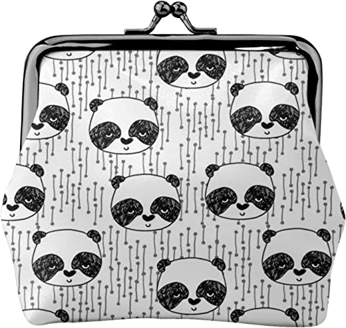 Panda Stoff Schwarz Weiß Damen Leder Münzgeldbörse Kleingeldtasche mit Kiss-Lock Verschluss Schnalle Geldbörse für Mädchen Geschenk, Siehe Abbildung, Einheitsgröße, Taschen-Organizer von Zltegako