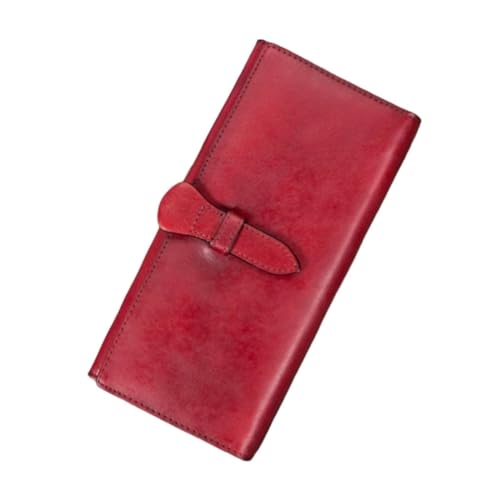 ZoCkz Retro-Visitenkartenetuis, Damen-Geldbörsen, Handtaschen, Leder, Lange Geldscheinklammern, Abendtaschen, Geldbörsen, Beutel (Color : Red) von ZoCkz