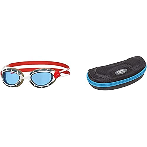 Zoggs Predator Schwimmbrille, Weiß/Rot/Tönung, Regular & Elite Goggle case Brillenetui, Blue/Grey, One Size von Zoggs